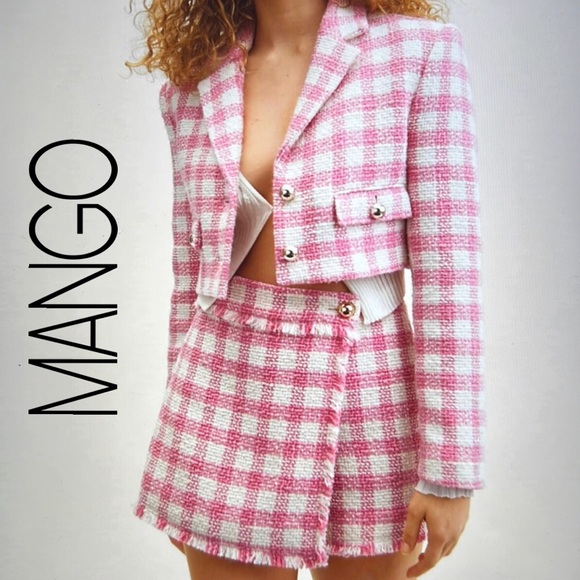 mango pink tweed dress Mango - A-line tweed dress